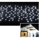 Cascata 400 Leds Fixo Branco Frio Fio Branco 10m 127v - V8