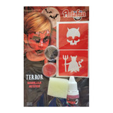 Kit Maquillaje Infantil Stencil Sangre Diablo Halloween 