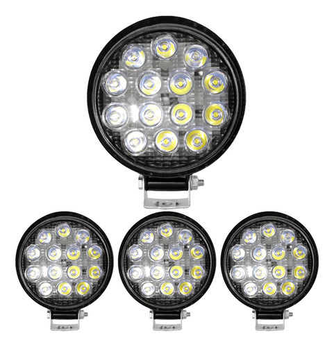 Kit 4 Farol Led 42w 12v A 24 Volts Milha Caminhão Trailler