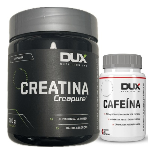 Creatina Creapure 300 Gr + Cafeína 30 Capsulas Dux Nutrition