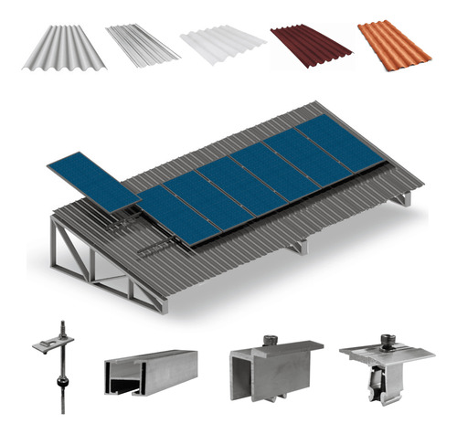Kit Estrutura Suporte 7 Placas Solar Viga Metálica 7,20m