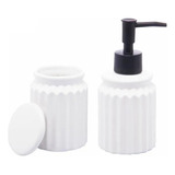 Conjunto Dispenser Banheiro Cerâmica Branco - Lyor