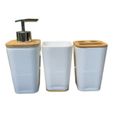 Kit De Baño Set X3 Dispenser + Vaso + Porta Cepillo Dientes