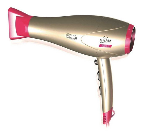 Secador De Pelo Ga.ma Italy Lumina Nano Tourmaline Dorado Y Rosa 220v