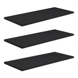  3 Prateleiras 90x25 Preto Nicho Mdf Grátis Suportes 90253p