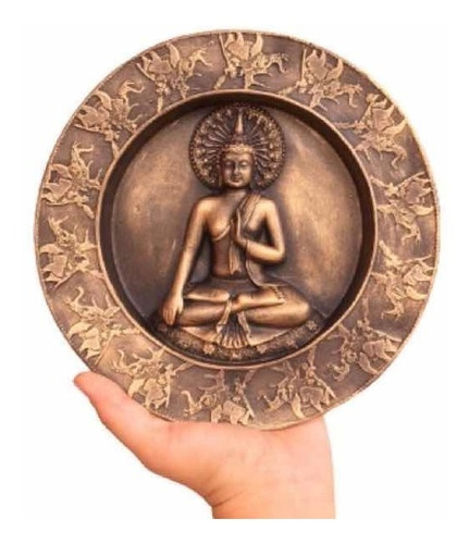 Mandala Buda Sidarta De Pendurar Na Parede 20cm Dourado