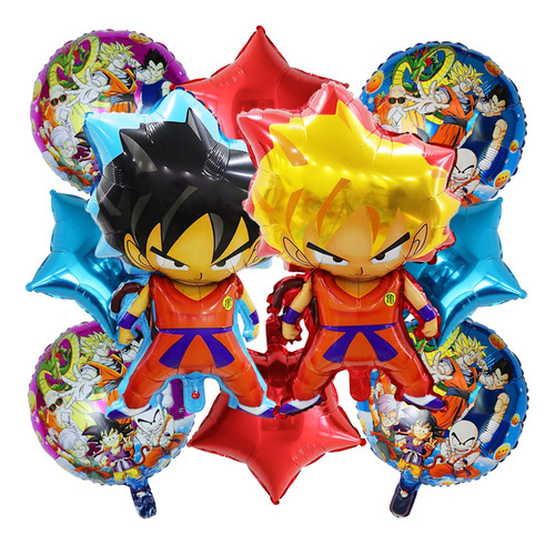 Kit 10 Globos Para Dragon Ball Goku Decoraciones De Fiesta