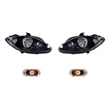 2 Faros + 2 Cuartos Depo P/ Seat Leon Del 2010 Al 2013