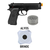 Pistola Airsoft Spring Kwc M92 6mm + 200 Esferas Alumínio