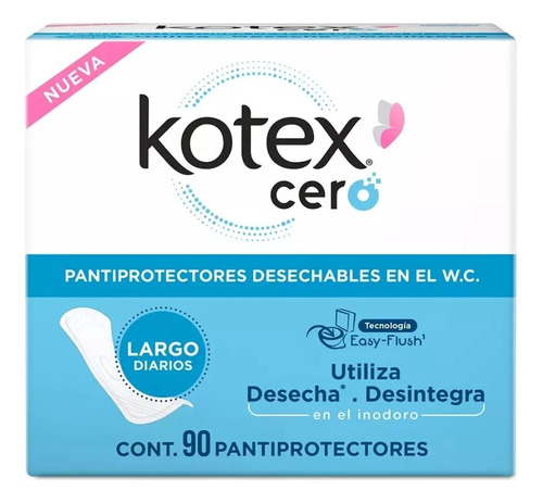 Kotex Cero Pantiprotectores Desechables En Wc 90pzs