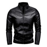 Chamarra Rockera De Piel Hombre Slim Fit Estilo Biker B2