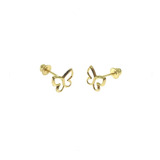 Arete Broquel Silueta Mariposa Oro 14k Kt Niña Mujer Regalo