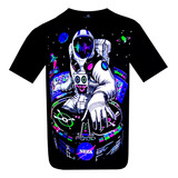 Playera Astronauta Dj Neza Fluorescente Neón Con Luz Negra