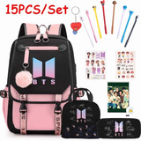 Juego De 15 Mochilas K-pop Bts+bolsa De Almuerzo+bolsa De Lá