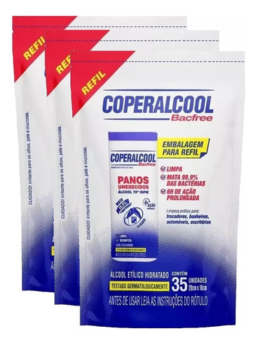 Pano Umedecido Álcool 70°inmp Refil Kit 3