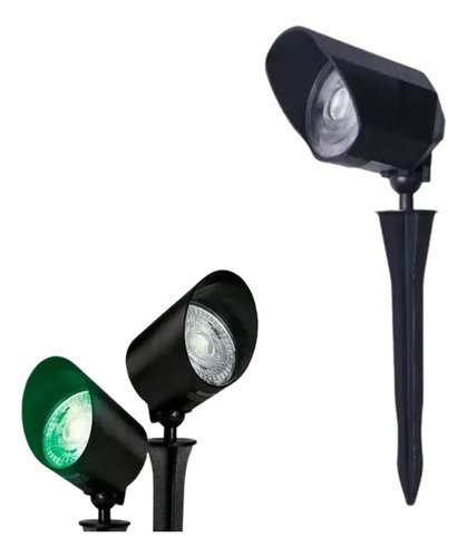 Luminária Espeto Jardim Com Lâmpada Led 5w Luz Verde