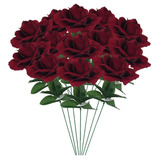 Kit 25 Rosas Aveludadas Flor Artificial Vinho Decoração Casa