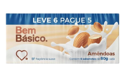 Sabonete Bem Basico Amêndoas 80g Compre 6 Pague 5 