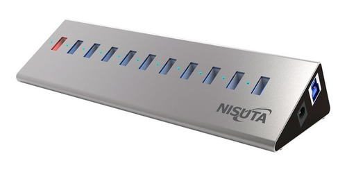 Hub Usb 3.0 Nisuta De 10 Puertos + 1 Qc 3.0 De Carga Rápida 