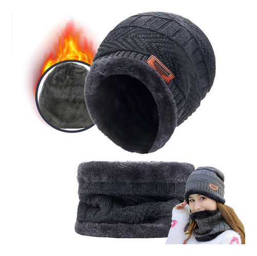 Touca Gorro + Cachecol Forrada Lã Frio Unissex Premium Nf