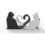 Escultura Decorativa Gato Amor 3d Pla