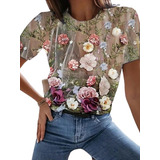Camiseta Básica Dama Flores 005