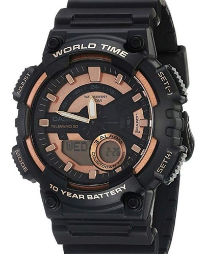 Reloj Casio Hombres Color Negro Original Horario 30 Ciudades