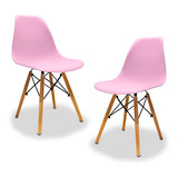 Set De 2 Sillas Tipo Eames Minimalistas Colores Stay Elit Color De La Estructura De La Silla Madera Color Del Asiento Rosa