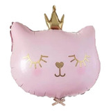 Globo Metalizado Cabeza Gato Gatito Rosa 70cm X1 Unidad