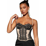 Corset Encaje Mujer Tendencia Top Bretel Regulable