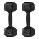 Kit 12kg De Halteres Dumbell Sextavado Pintado 6kg Academia Cor Preto