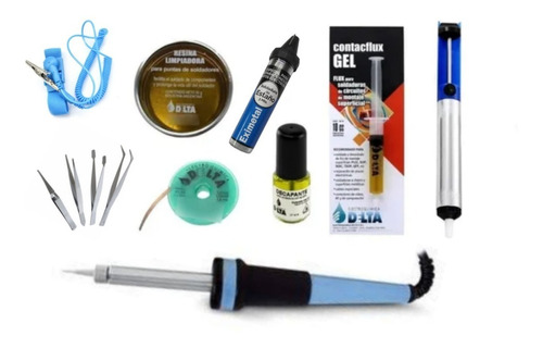 Kit Electrónica Estaño Brusela Soldador Flux Gel Malla N°4