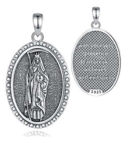 Colgante Santa Muerte Ovalado En Plata Fina 950