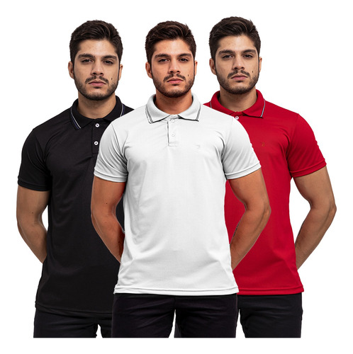 Kit 3 Camisas Masculinas Polo De Alta Qualidade
