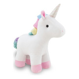 Unicórnio De Pelúcia 30cm Plush Anti-alérgico Cor Branco Com Rosa