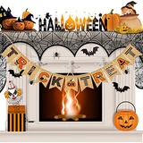 Banner De Halloween Decorativo Chimenea De Arpillera, B...