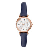 Reloj Mujer Fossil Carlie Piel Litehide Color De La Correa Azul