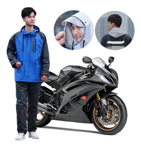 Impermeable Reflejante Con Capucha Para Motociclista