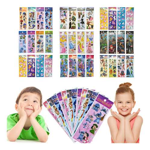 50 Cartelas Adesivos Infantil Variados Menino Menina Sticker | MercadoLivre