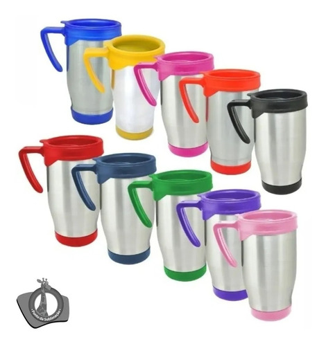 5 Caneca Térmica Preta Em Alumínio Para Sublimação 500 Ml