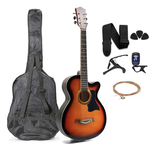 Guitarra Acústica Femmto Ag002 Para Diestros Color Naranja Arce Brillante