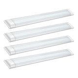 Kit 4 Luminária Tubular Led Slim Branco Frio 120cm 40w