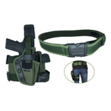 Coldre Militar Robocop Cintura Perna Verde + Cinto Tático 