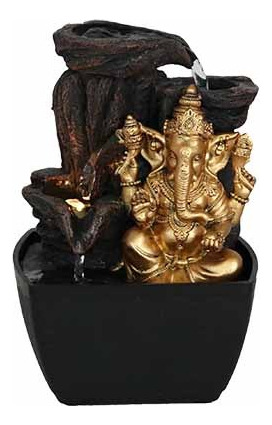 Fuente De Agua Chica Ganesha Cascada + Luz Led 18cm Tm Ct