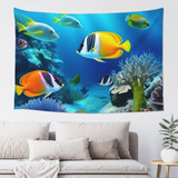 Adanti Ocean Tropical Fish Print Tapestry Decorative Wall S.