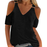 0z Camiseta De Verano Para Mujer, Blusa Con Hombros Descubie