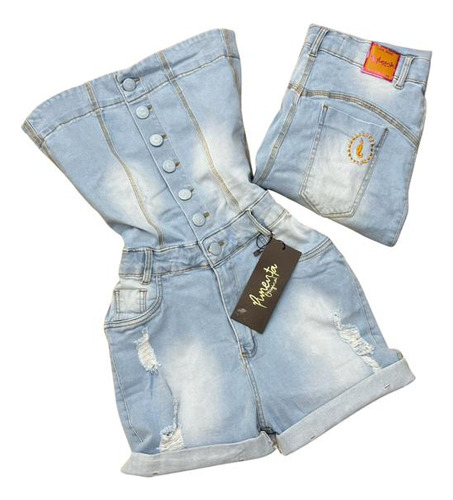 Macaquinho Jeans Pimenta Doce Plus Size 035sw