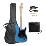 Guitarra Eléctrica Glarry Color Azul Con Amplificador Y