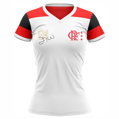 Camisa Flamengo Zico Retro 81 Babylook Feminina Licenciada