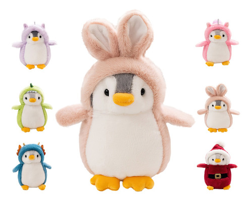 Peluche Pingüino Disfrazado De Dinosaurio Conejito Unicornio